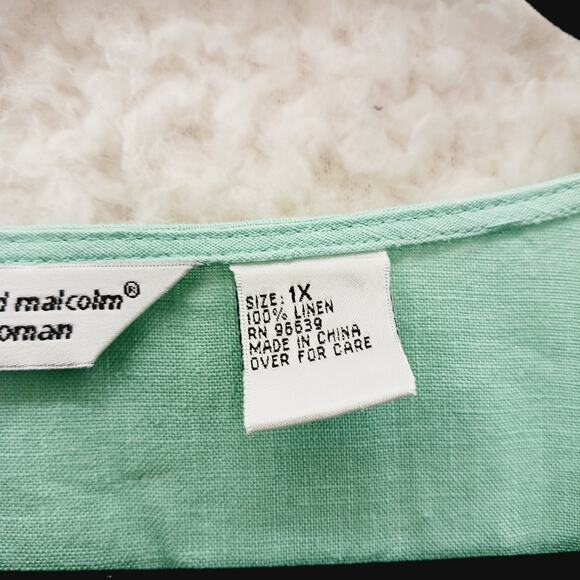 Tunic Size 1X Irish Linen Mint MOP Button Boho Minimalist Quiet Luxury Old Money - Picture 16 of 16